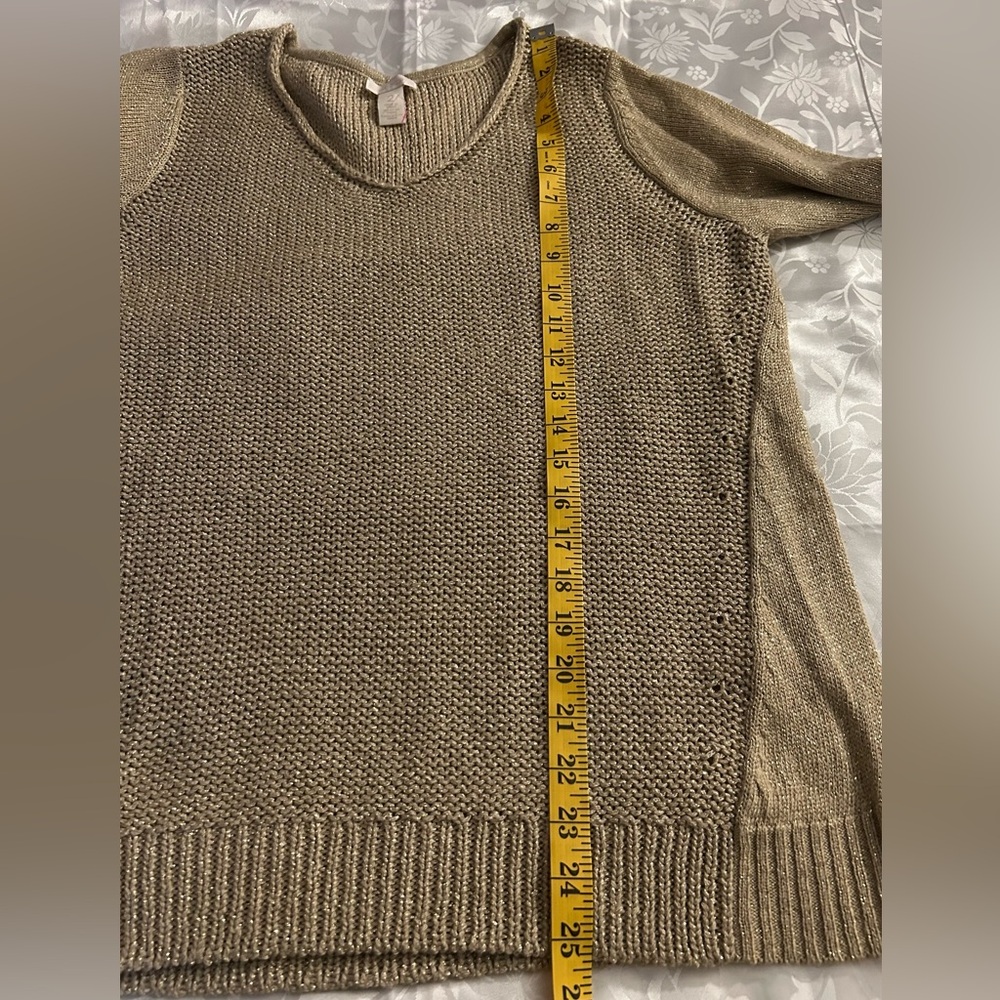 Chico’s Gold Metallic Knit Sweater - Size 2 - Picture 7 of 7